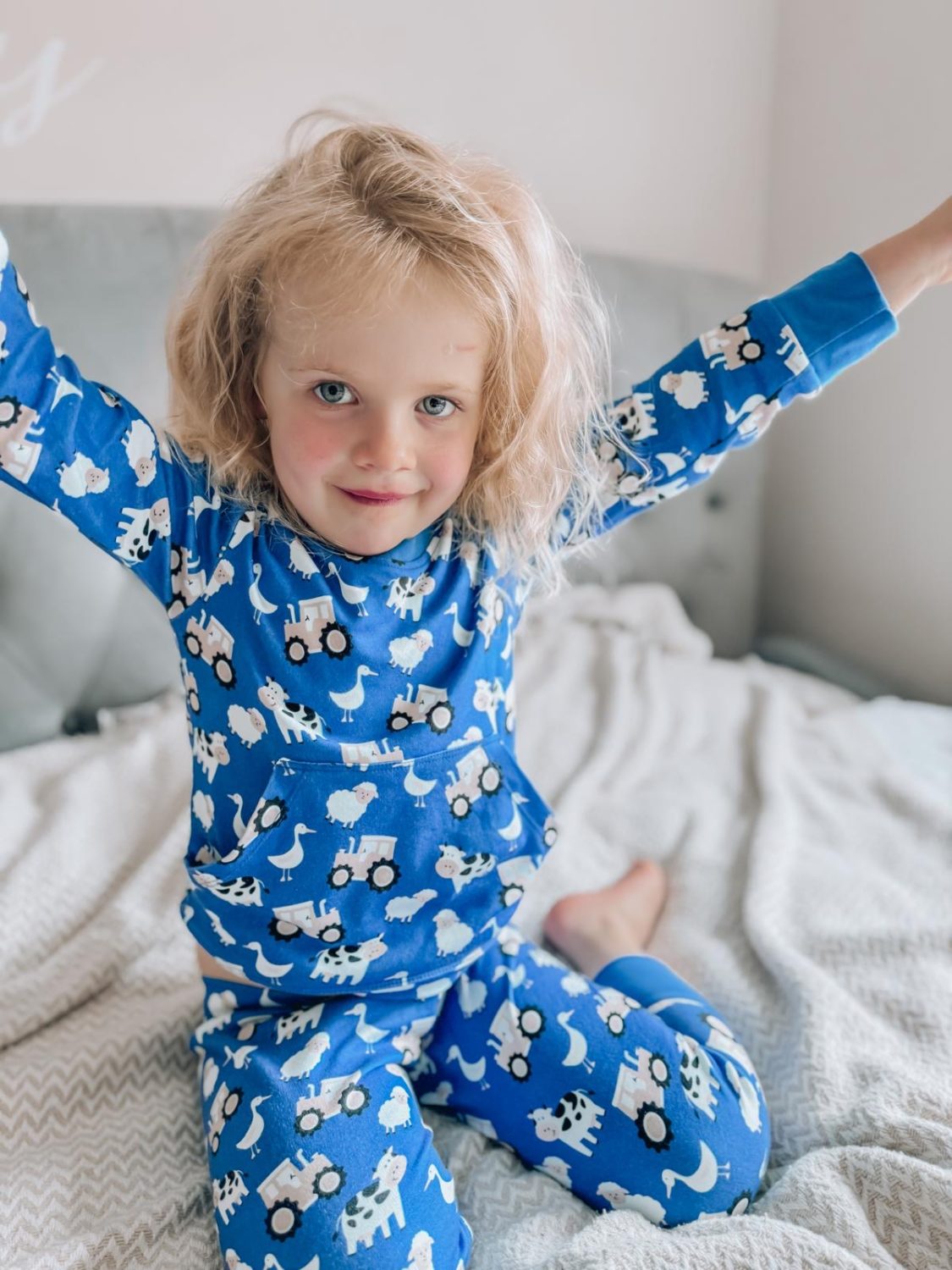 Blue Farmyard organic cotton loungewear set