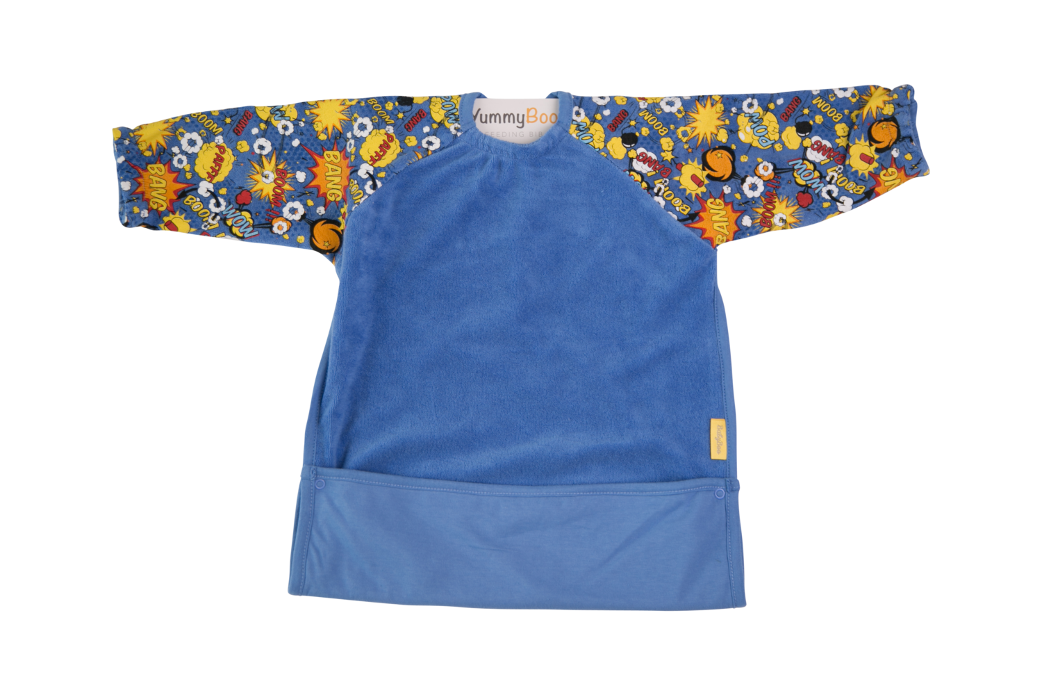 Blue Superhero YummyBoo feeding bib