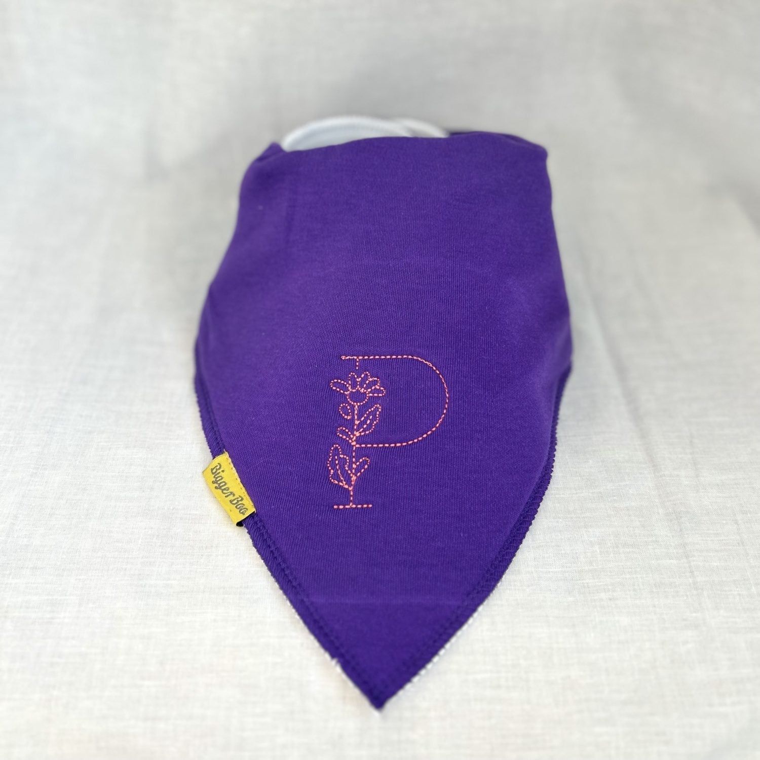 Botanical Letter organic cotton BiggerBoo bandana bib (age 3+)
