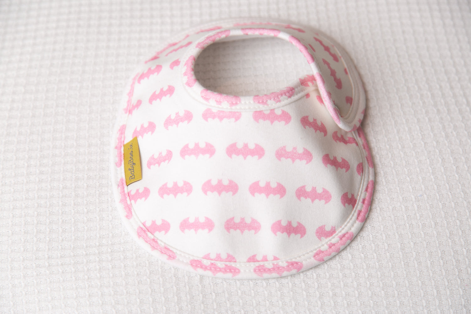 Pink Batman organic cotton LittleBoo baby bib