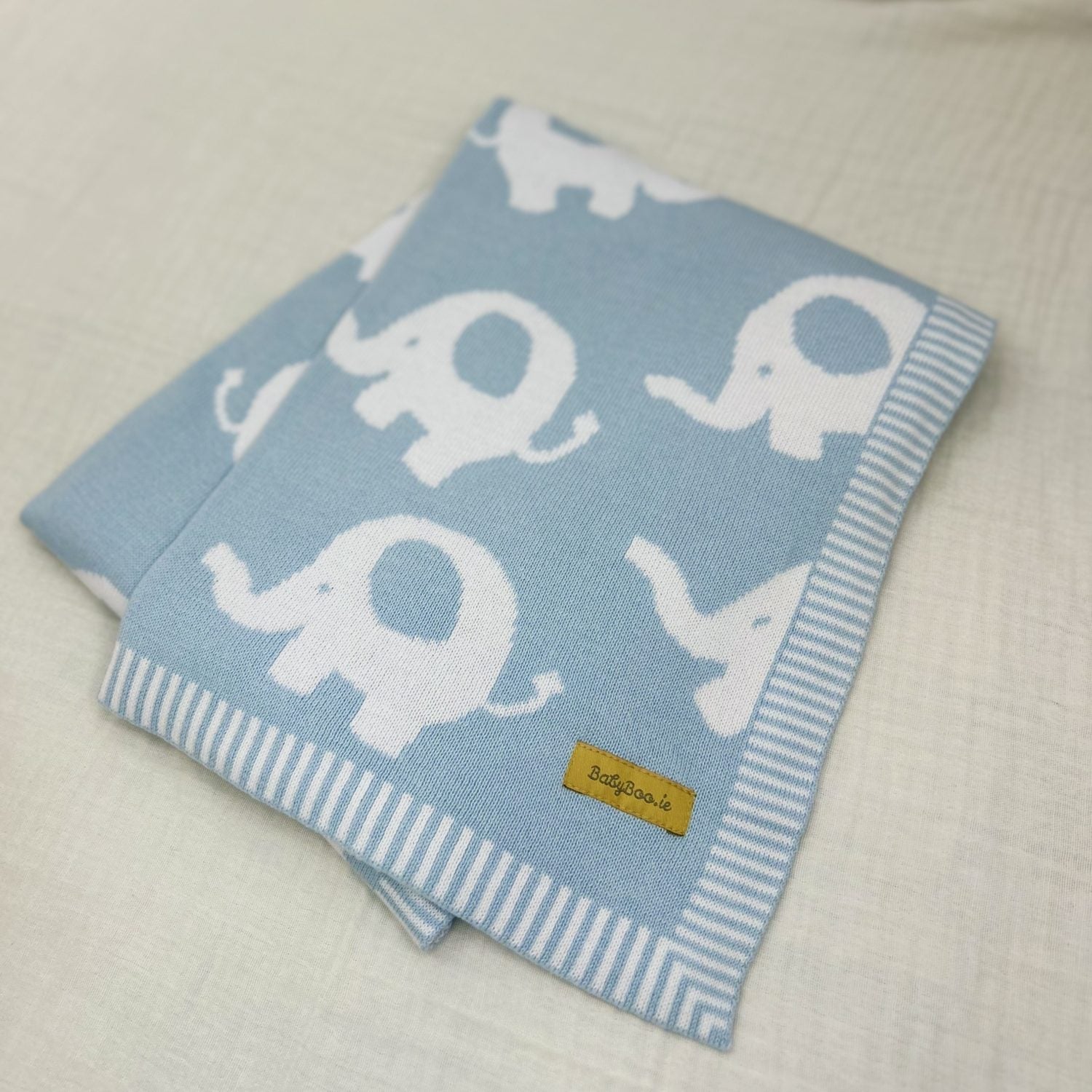 Organic cotton blue Ellie elephant BlankieBoo
