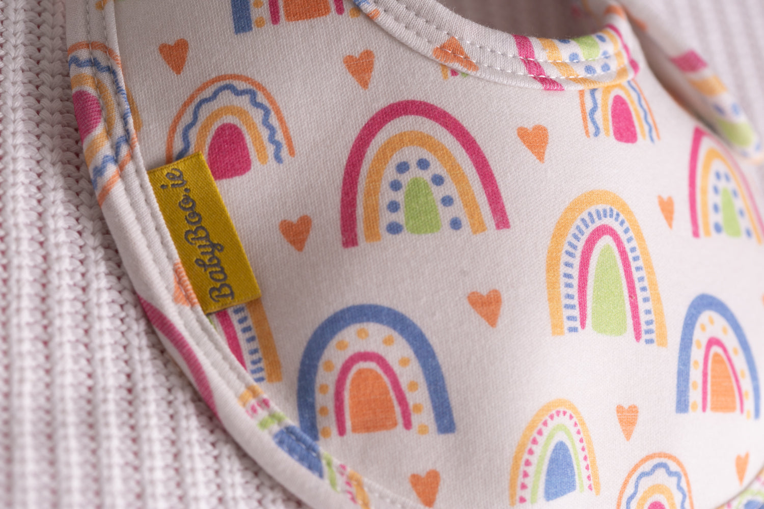 Boho rainbows organic cotton LittleBoo baby bib