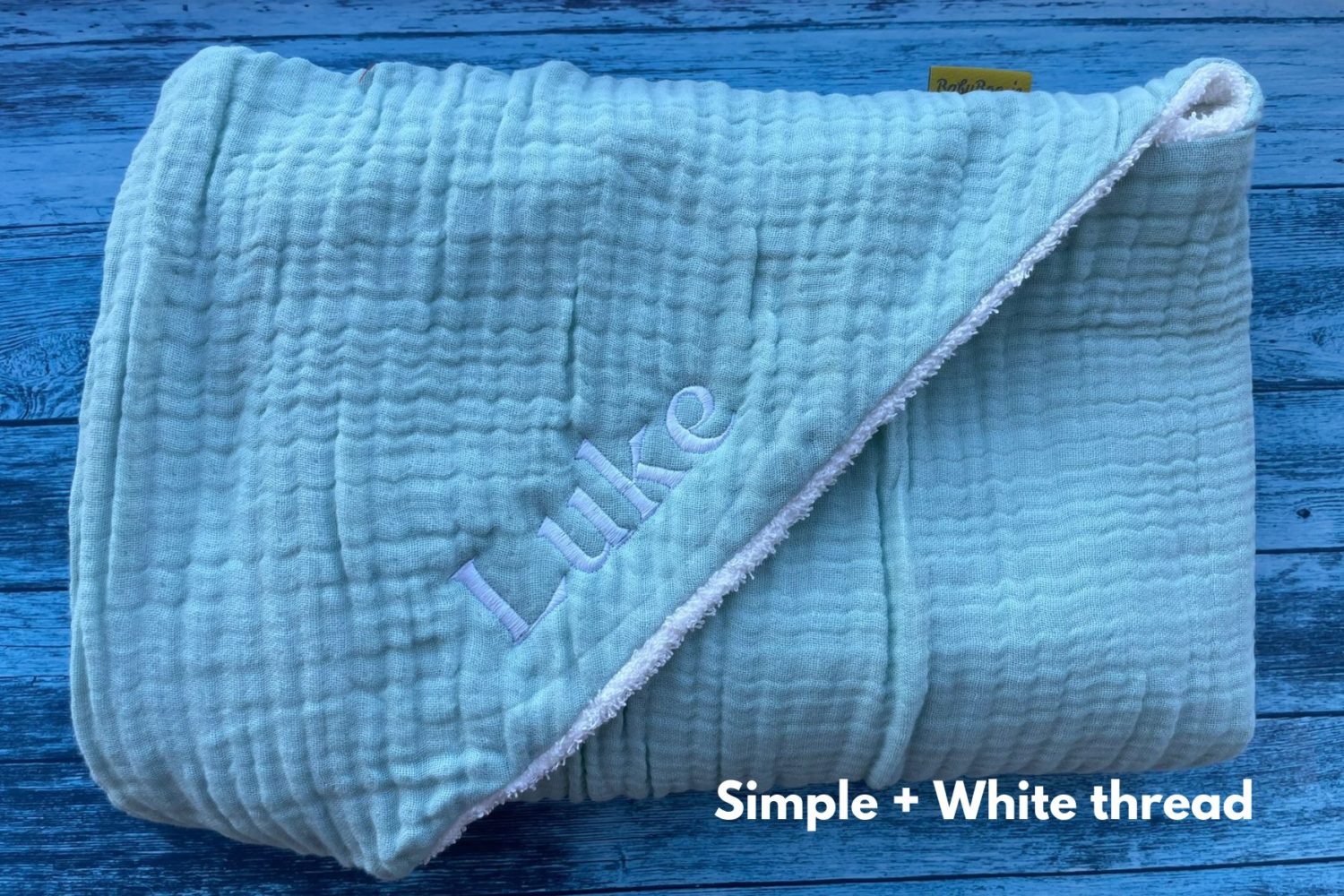 Mint organic cotton hooded towel