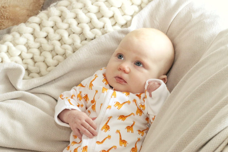 Ivory giraffes organic cotton ZippyBoo suit