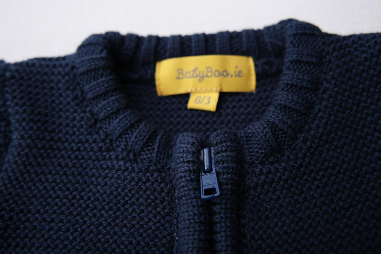 Navy organic cotton zipped cardigan