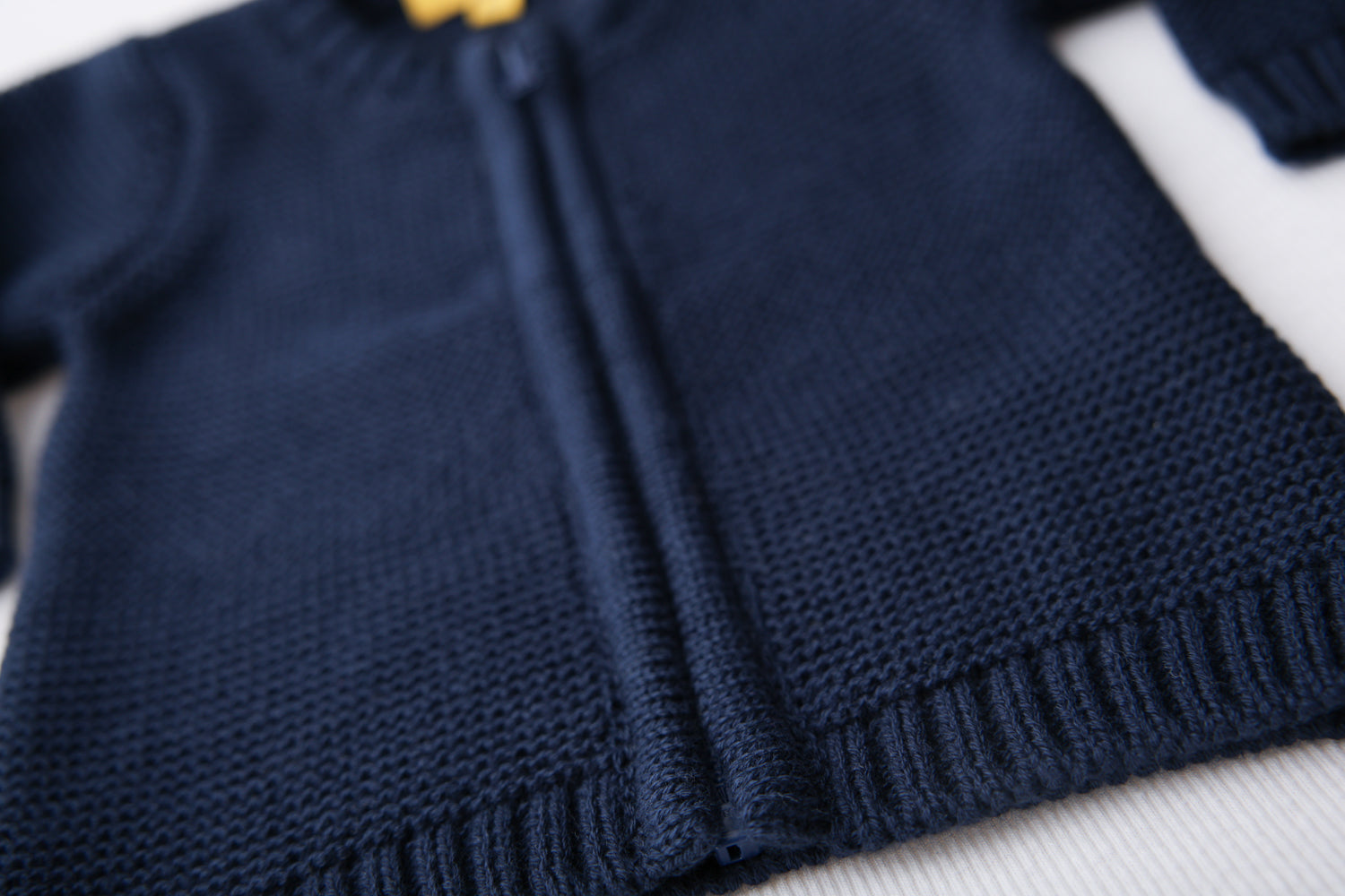 Navy organic cotton zipped cardigan