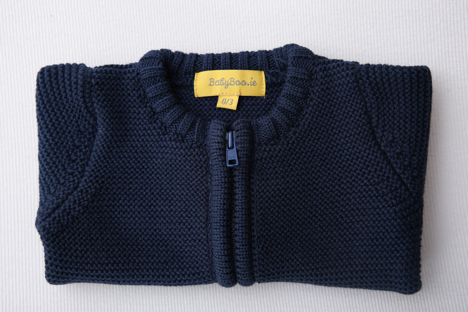 Navy organic cotton zipped cardigan