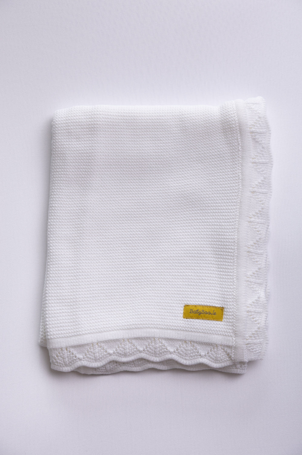 Organic cotton plain knit trim white BlankieBoo