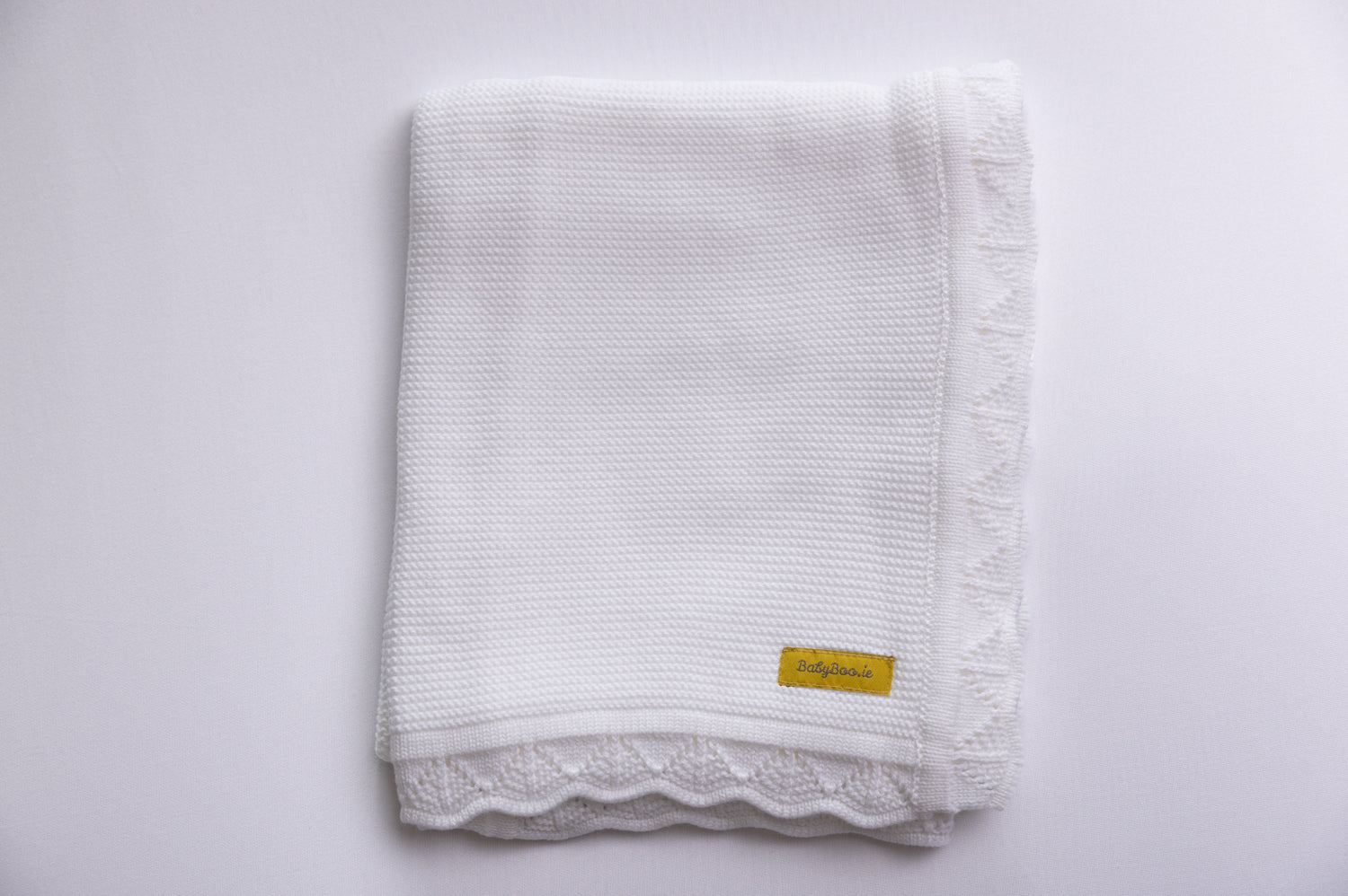 Organic cotton plain knit trim white BlankieBoo