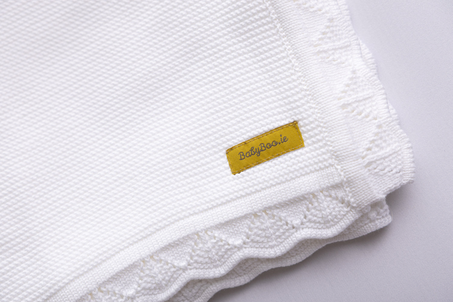 Organic cotton plain knit trim white BlankieBoo