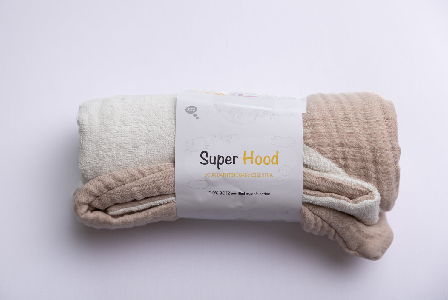Sand organic cotton hooded towel