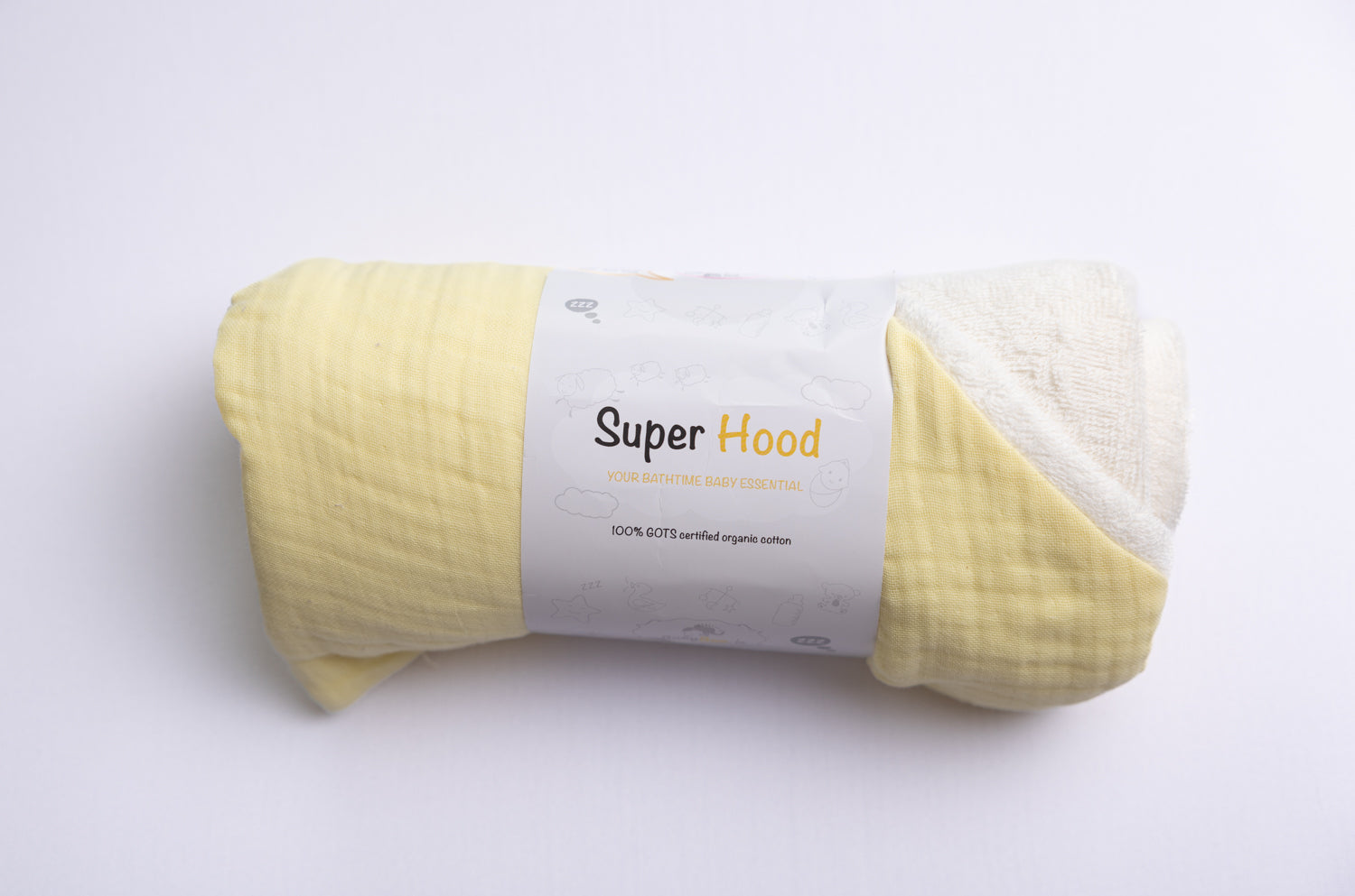Lemon organic cotton hooded towel