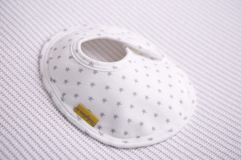 Grey stars organic cotton LittleBoo baby bib