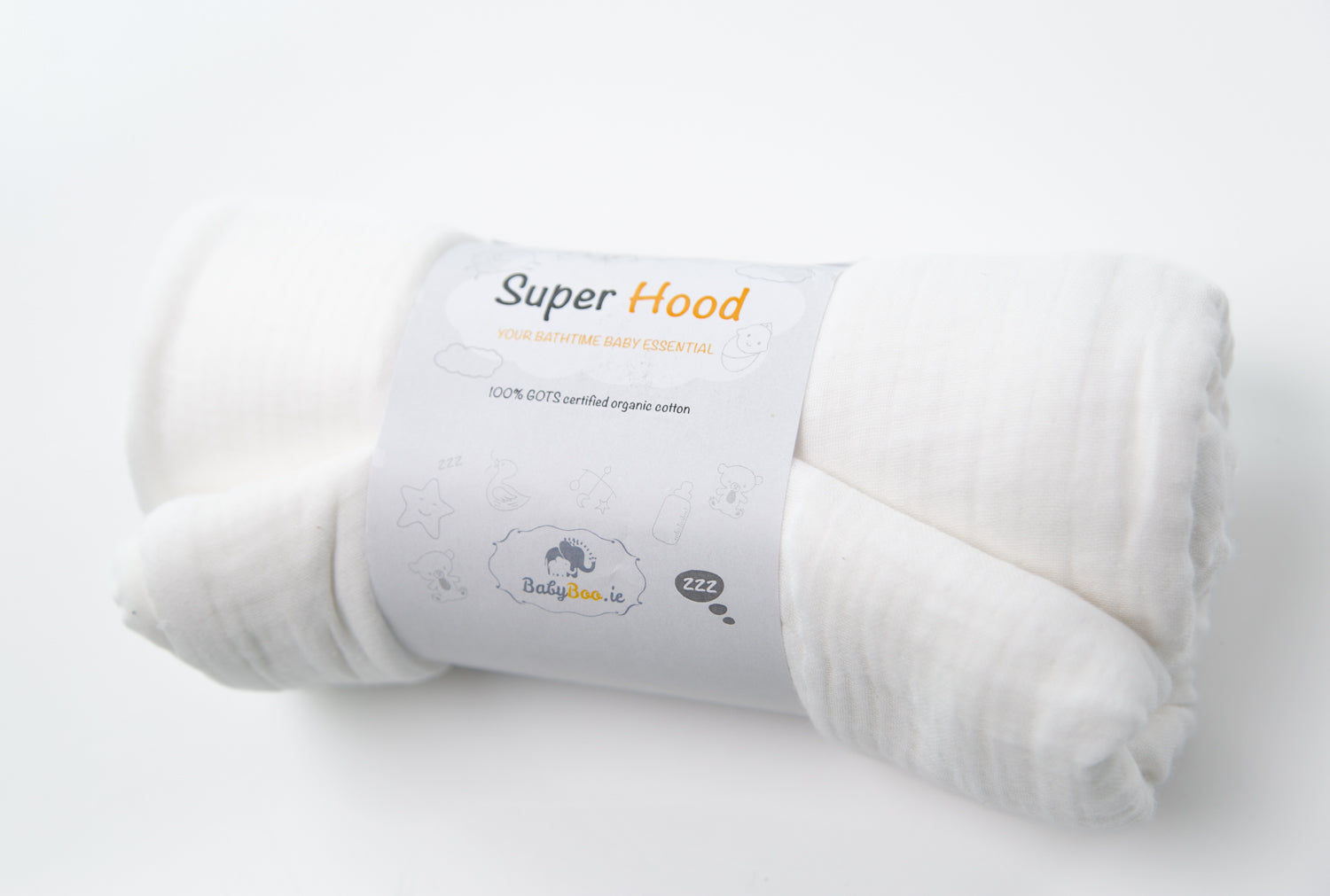 White organic cotton hooded towel