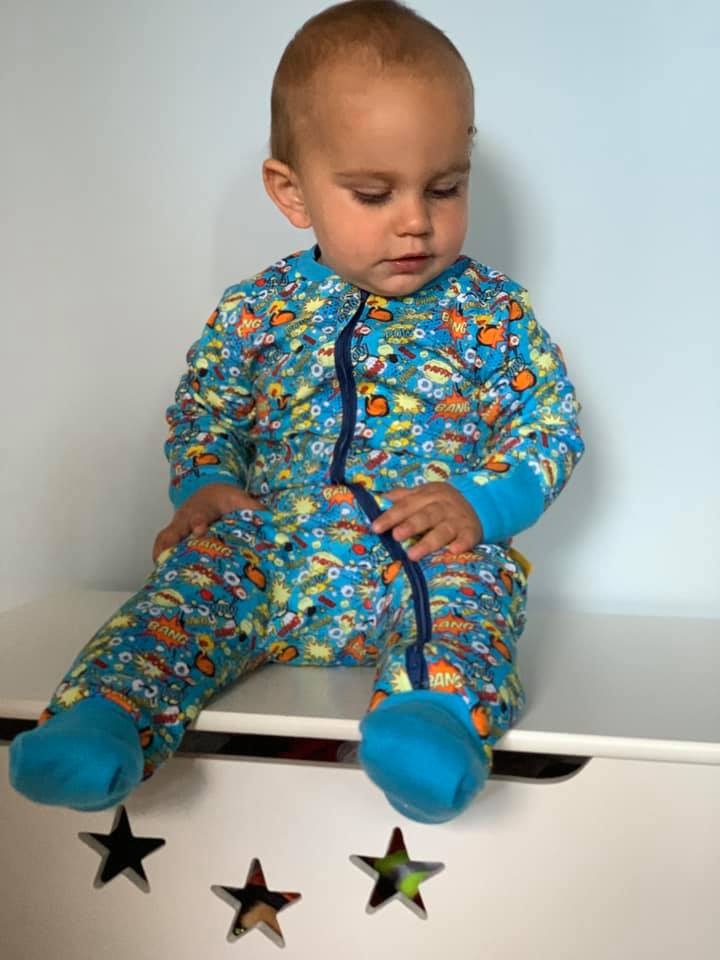 Superheroes organic cotton ZippyBoo suit