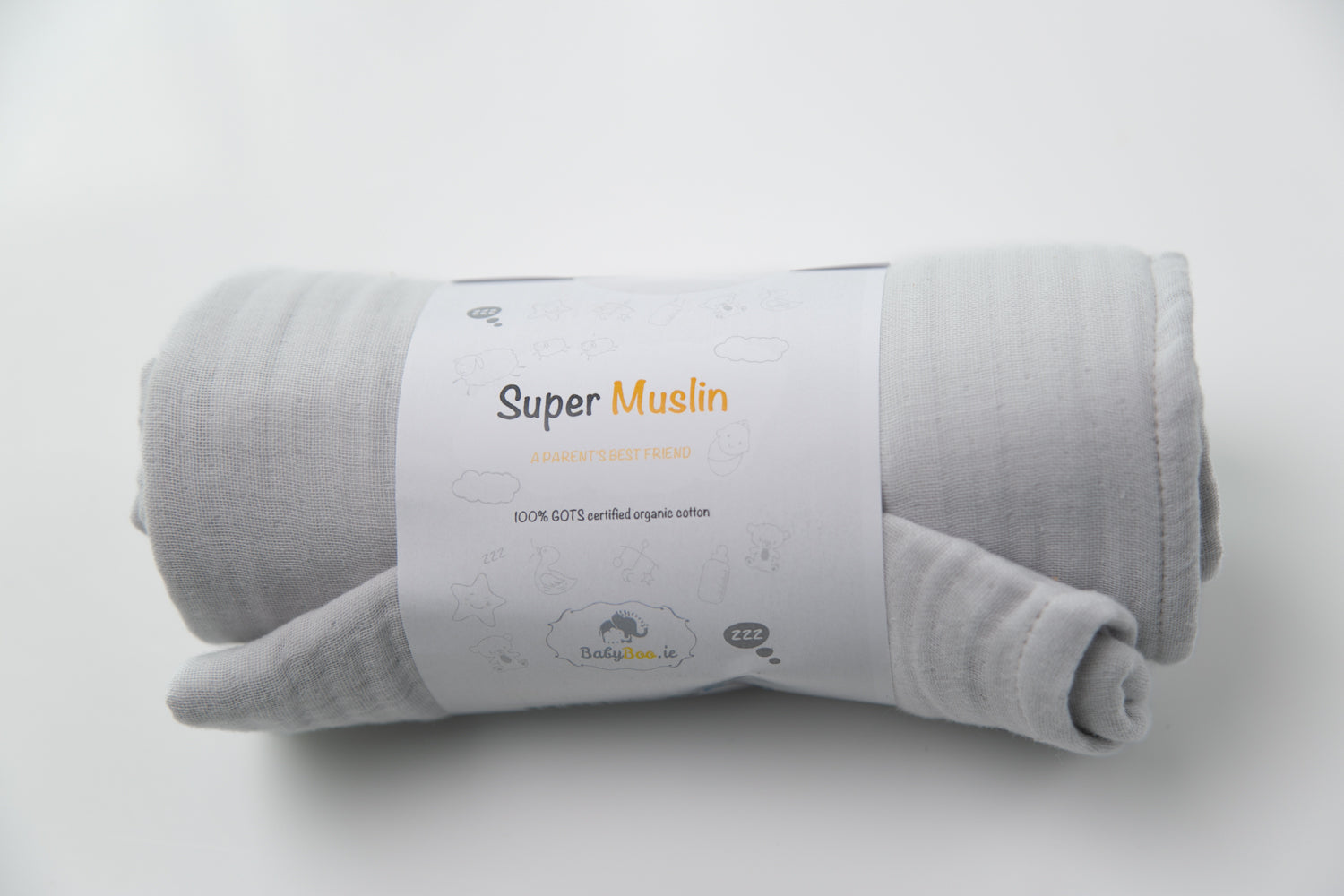 Grey Organic Cotton super square muslin blanket