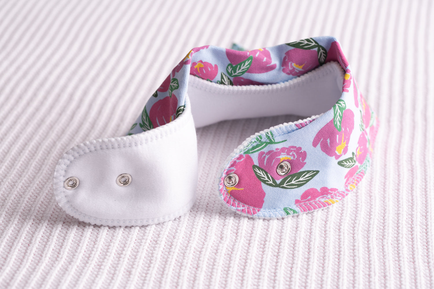 Blue peonies organic cotton DribbleBoo bandana bib
