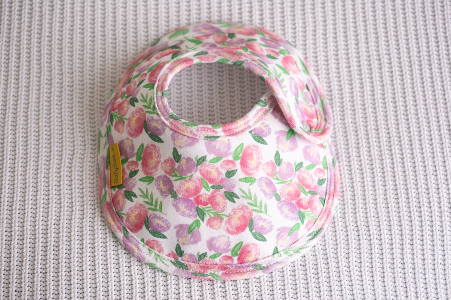 Peonies organic cotton LittleBoo baby bib