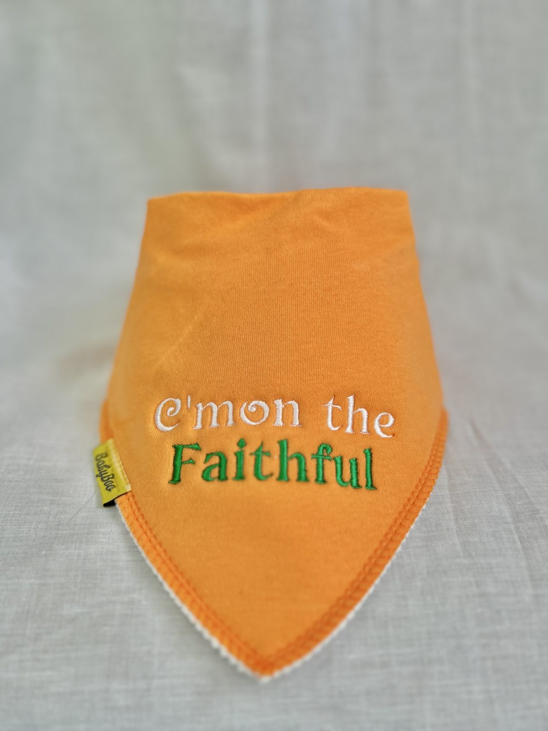 C'mon the Faithful Supporter Organic Cotton DribbleBoo bandana bib