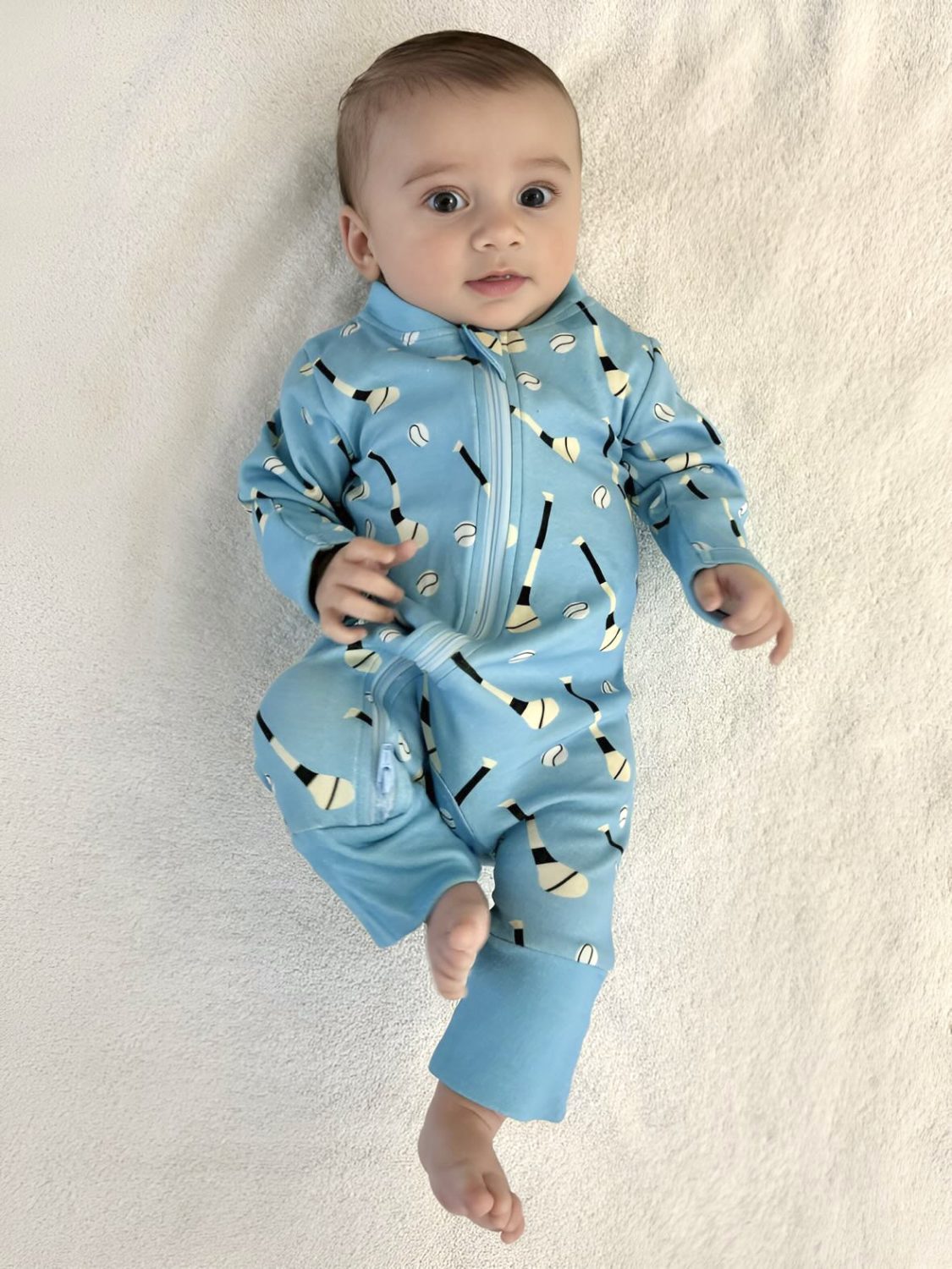 Blue GAA organic cotton ZippyBoo suit