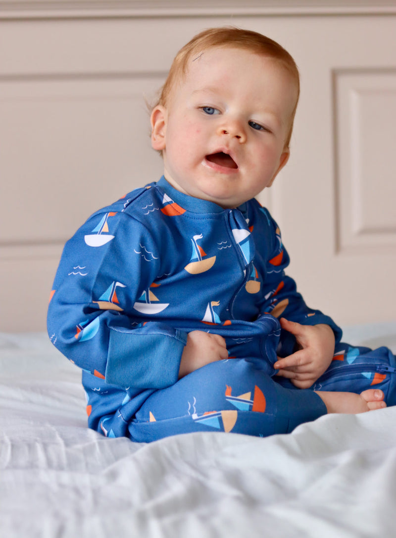 Sailboats organic cotton ZippyBoo suit