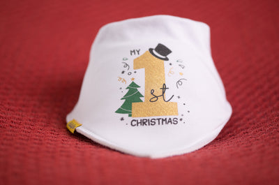 His first Christmas organic cotton bandana bib