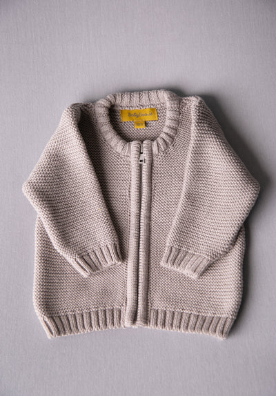 Dove organic cotton zipped cardigan