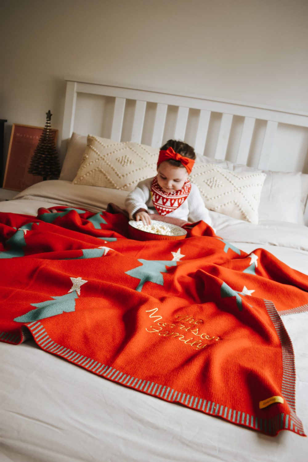 Pink Snowman Family Cuddle organic cotton blanket