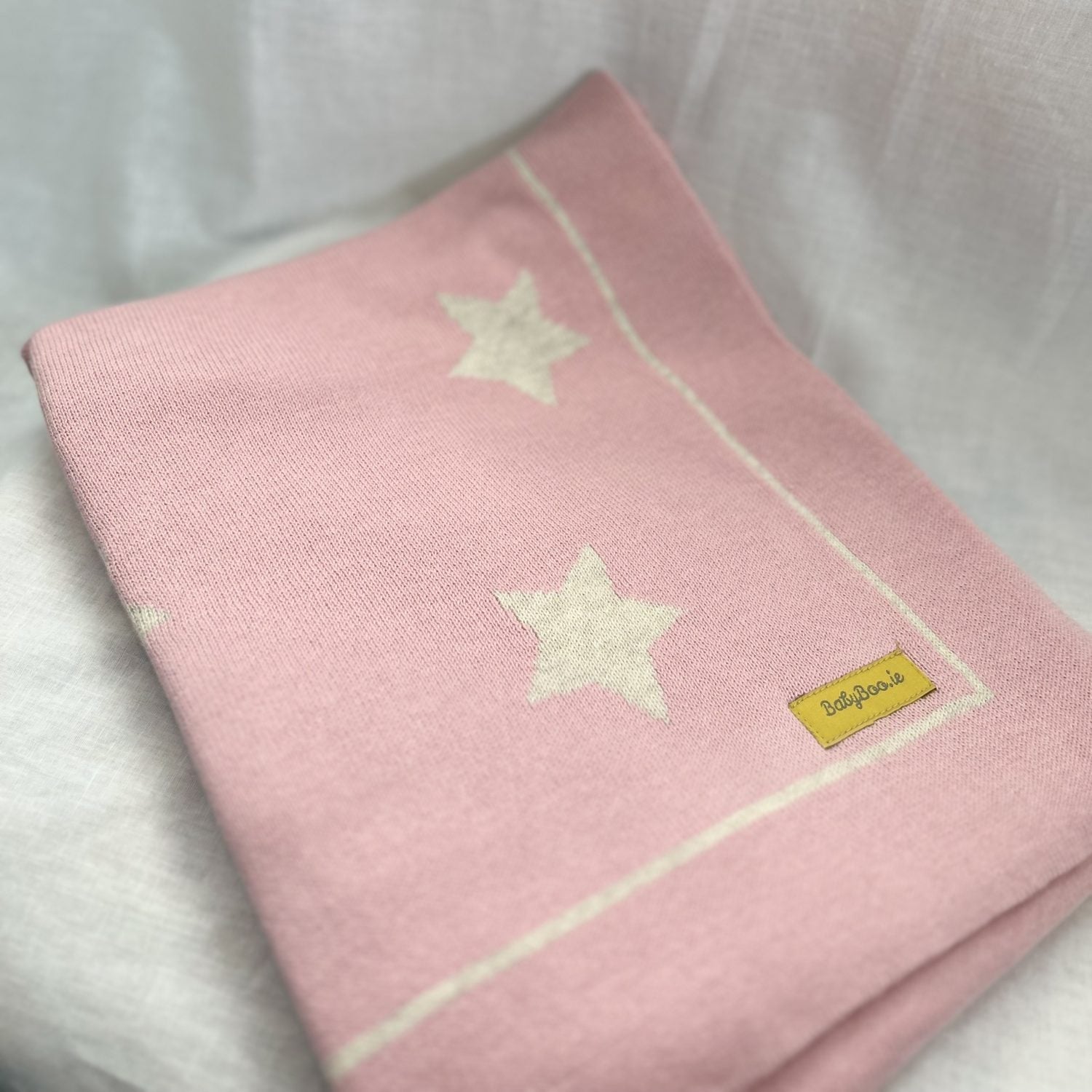 Organic cotton pink and cream stars BlankieBoo