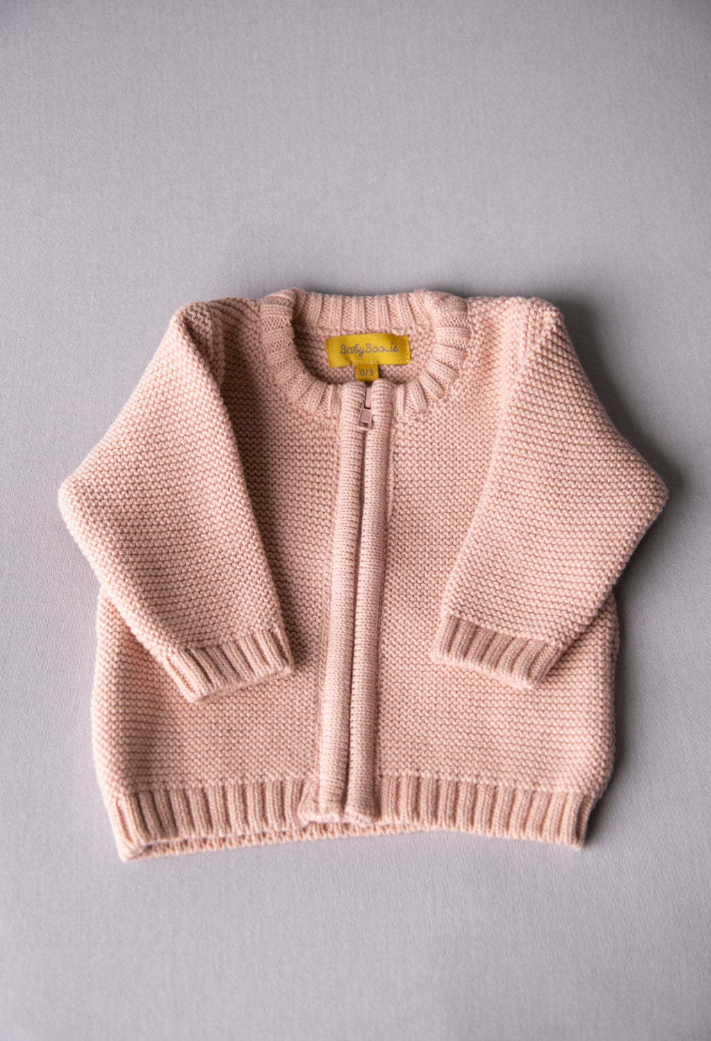 Biscuit organic cotton zipped cardigan