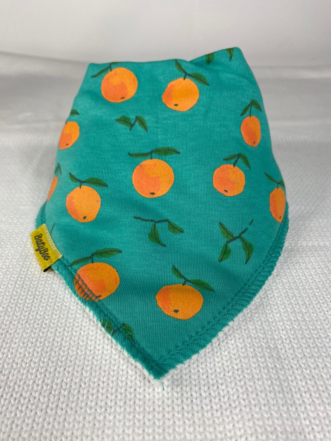 Teal tangerines organic cotton DribbleBoo bandana bib
