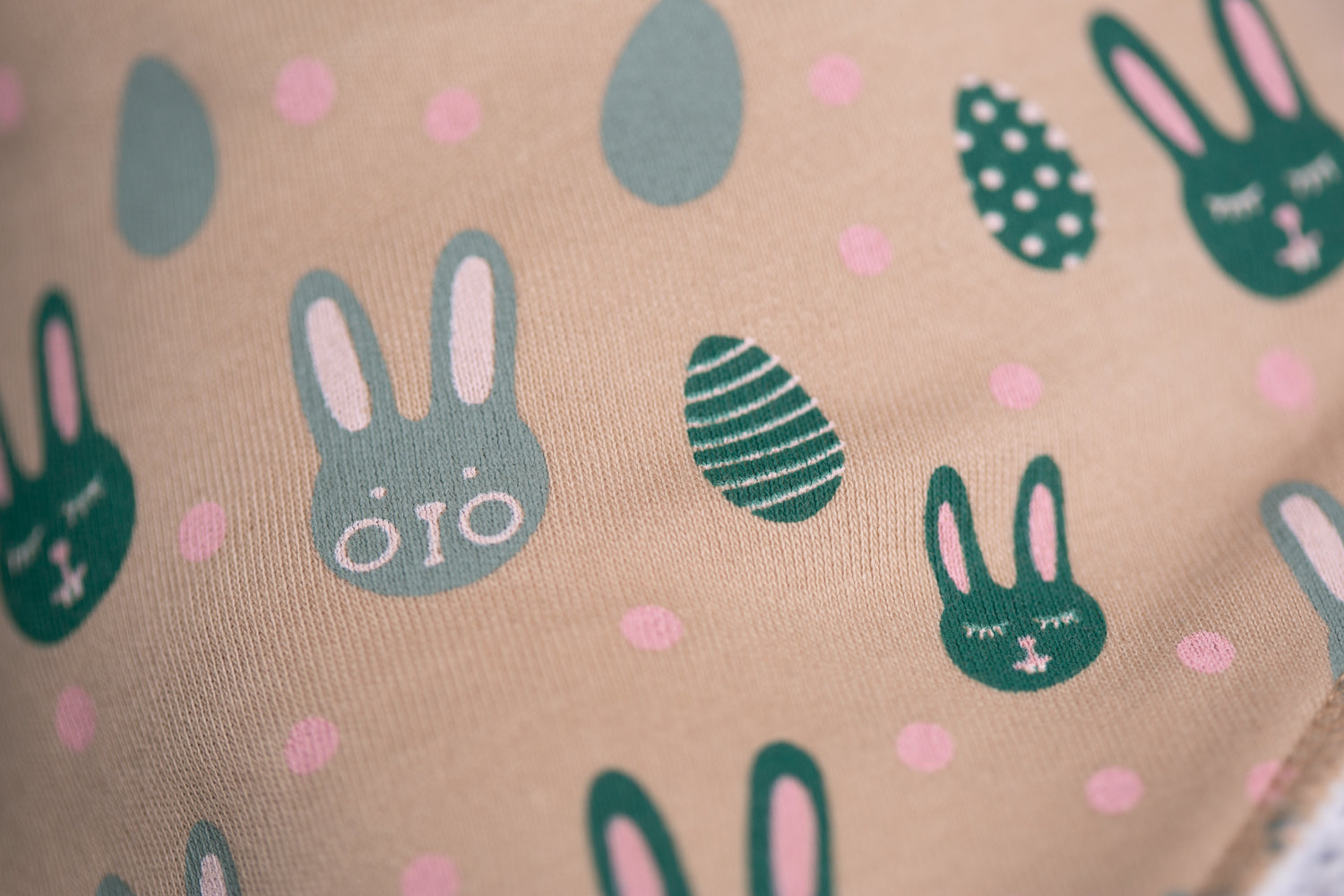 Taupe Easter bunnies organic cotton DribbleBoo bandana bib