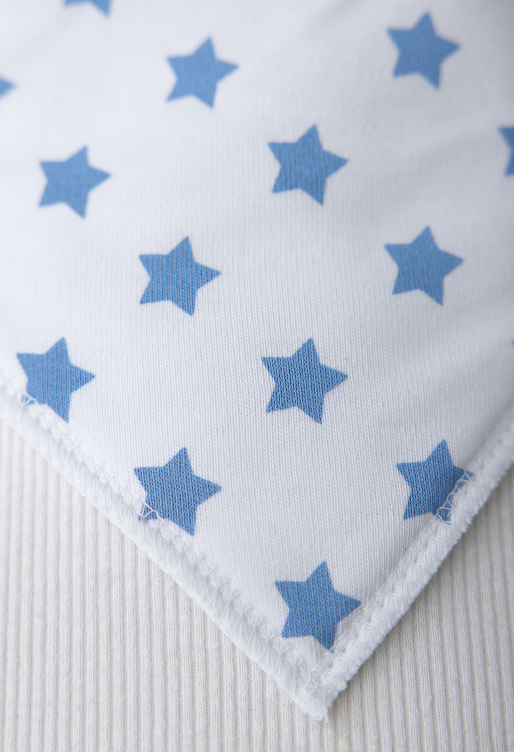 White with blue stars organic cotton DribbleBoo bandana bib