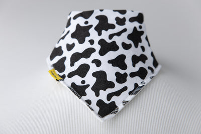 Moo print organic cotton DribbleBoo bandana bib