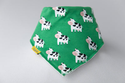 Emerald Green Bessie Cow Organic Cotton DribbleBoo Bandana bib