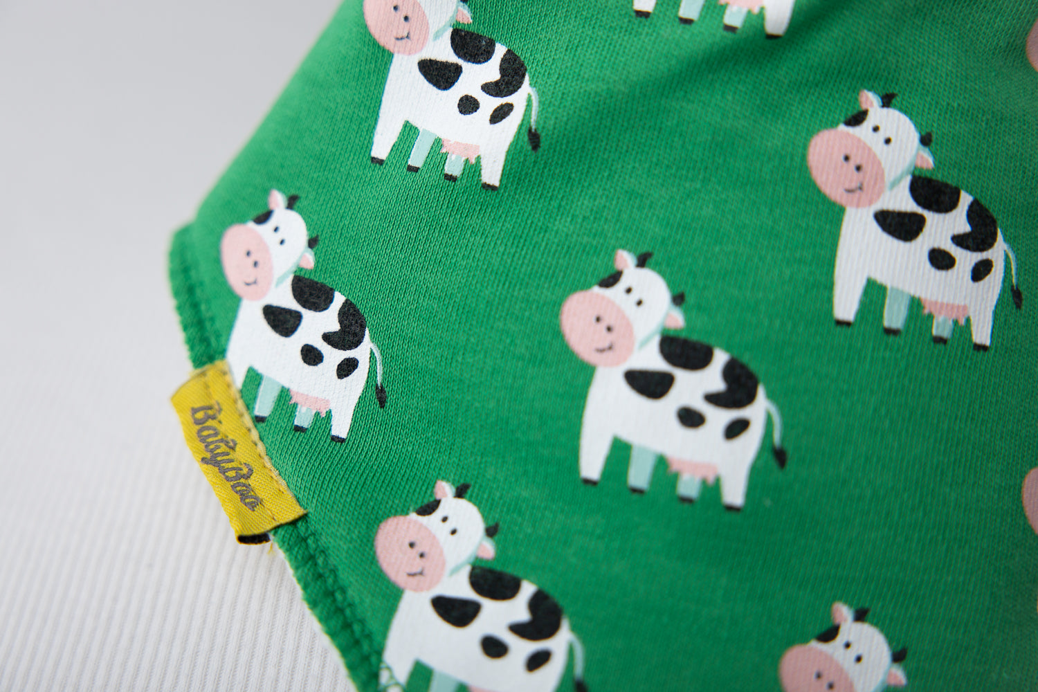 Emerald Green Bessie Cow Organic Cotton DribbleBoo Bandana bib