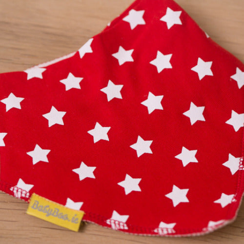 Red stars organic cotton DribbleBoo bandana bib
