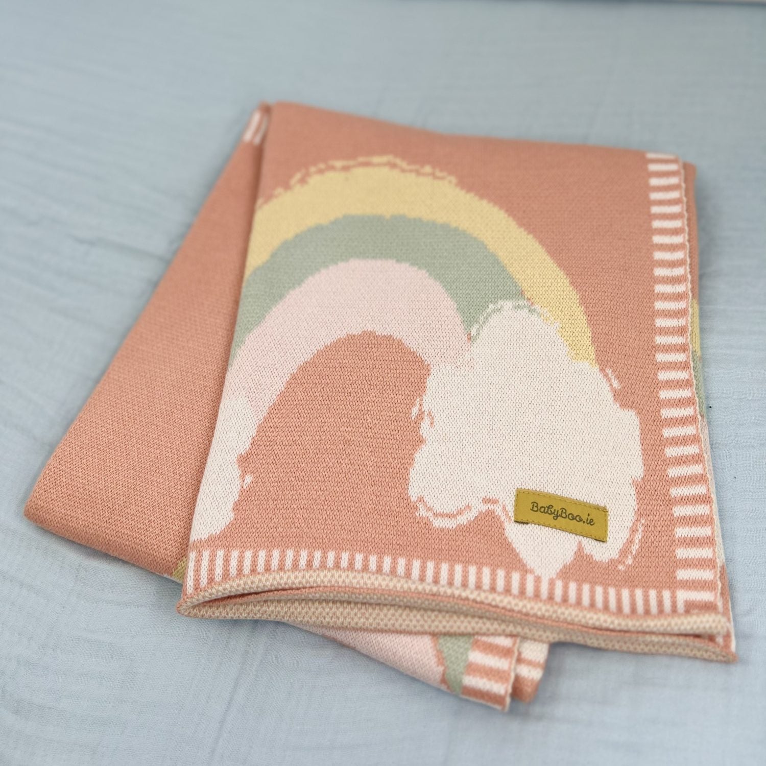 Organic cotton coral rainbows BlankieBoo