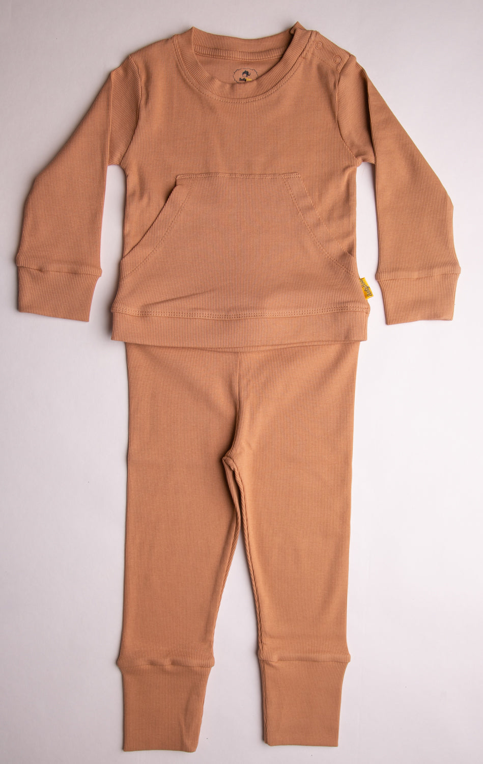 Caramel ribbed organic cotton loungewear set