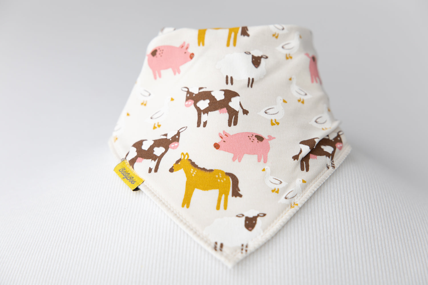 CREAM Barnyard Buddies organic cotton DribbleBoo bandana bib