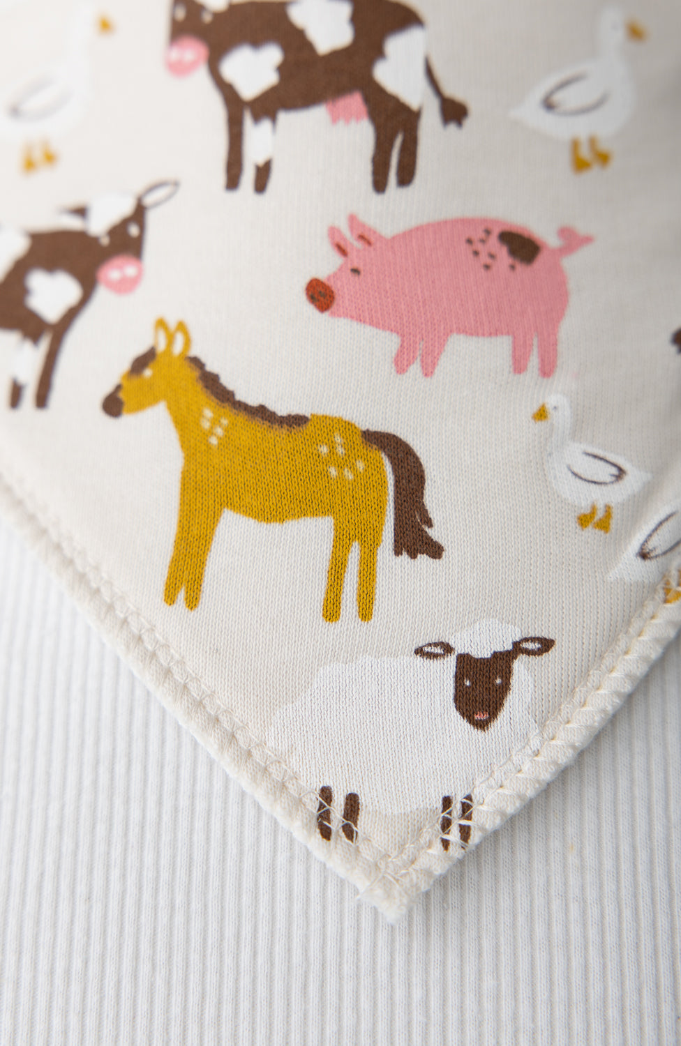 CREAM Barnyard Buddies organic cotton DribbleBoo bandana bib
