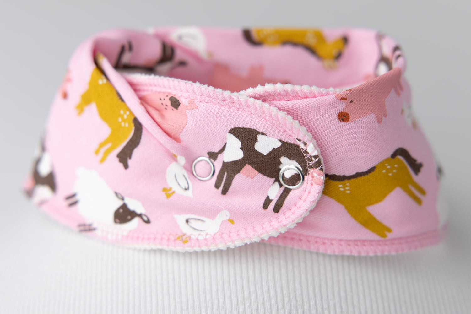PINK Barnyard Buddies organic cotton DribbleBoo bandana bib