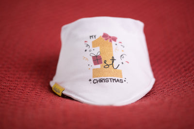 Her first Christmas organic cotton DribbleBoo bandana bib