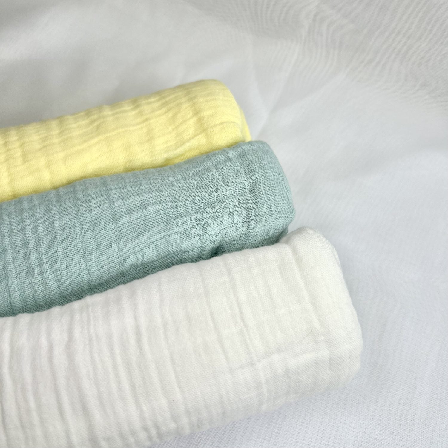 Mini Squares Muslins - White, Mint & Lemon