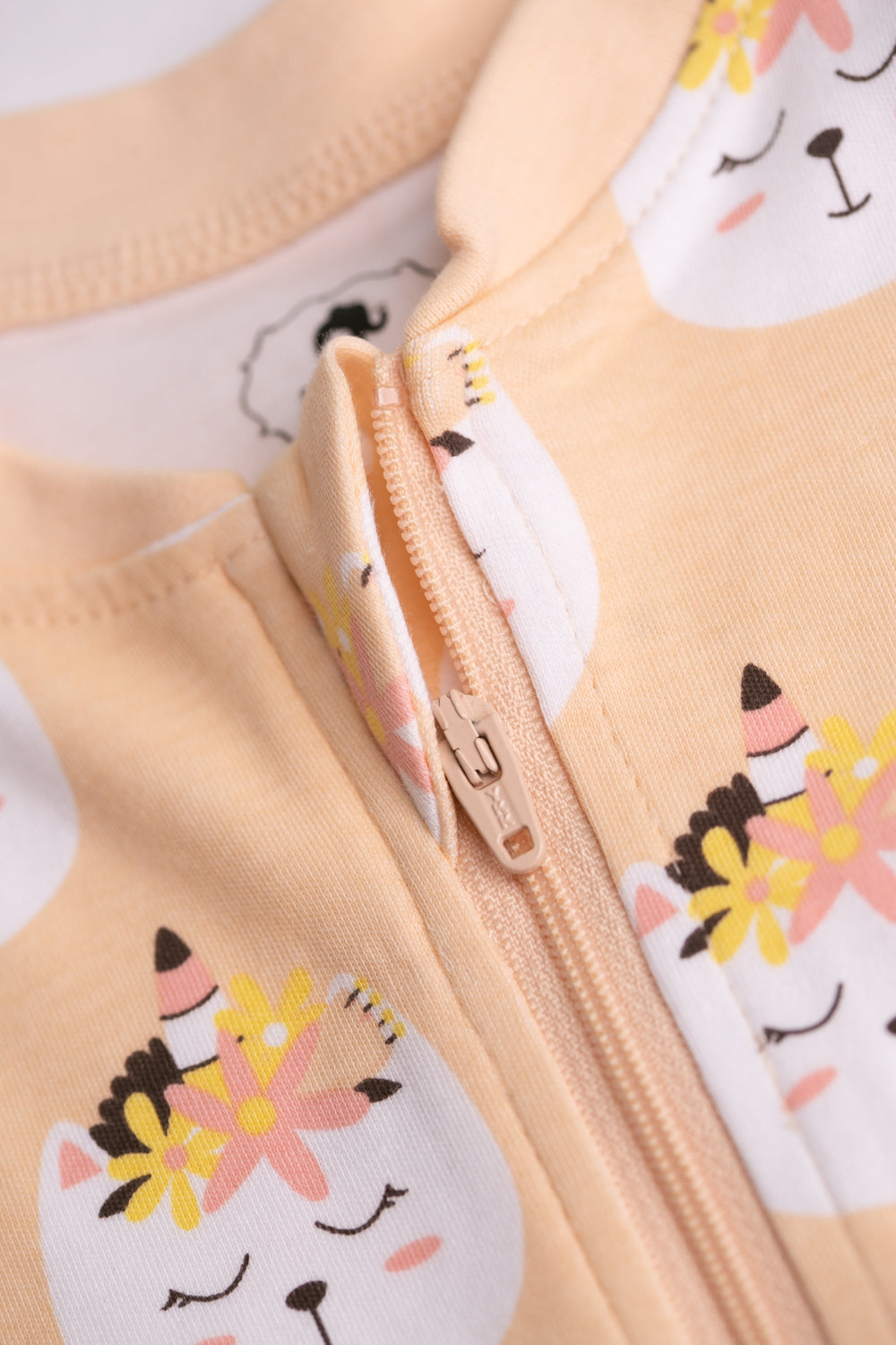 Peach caticorn organic cotton ZippyBoo suit