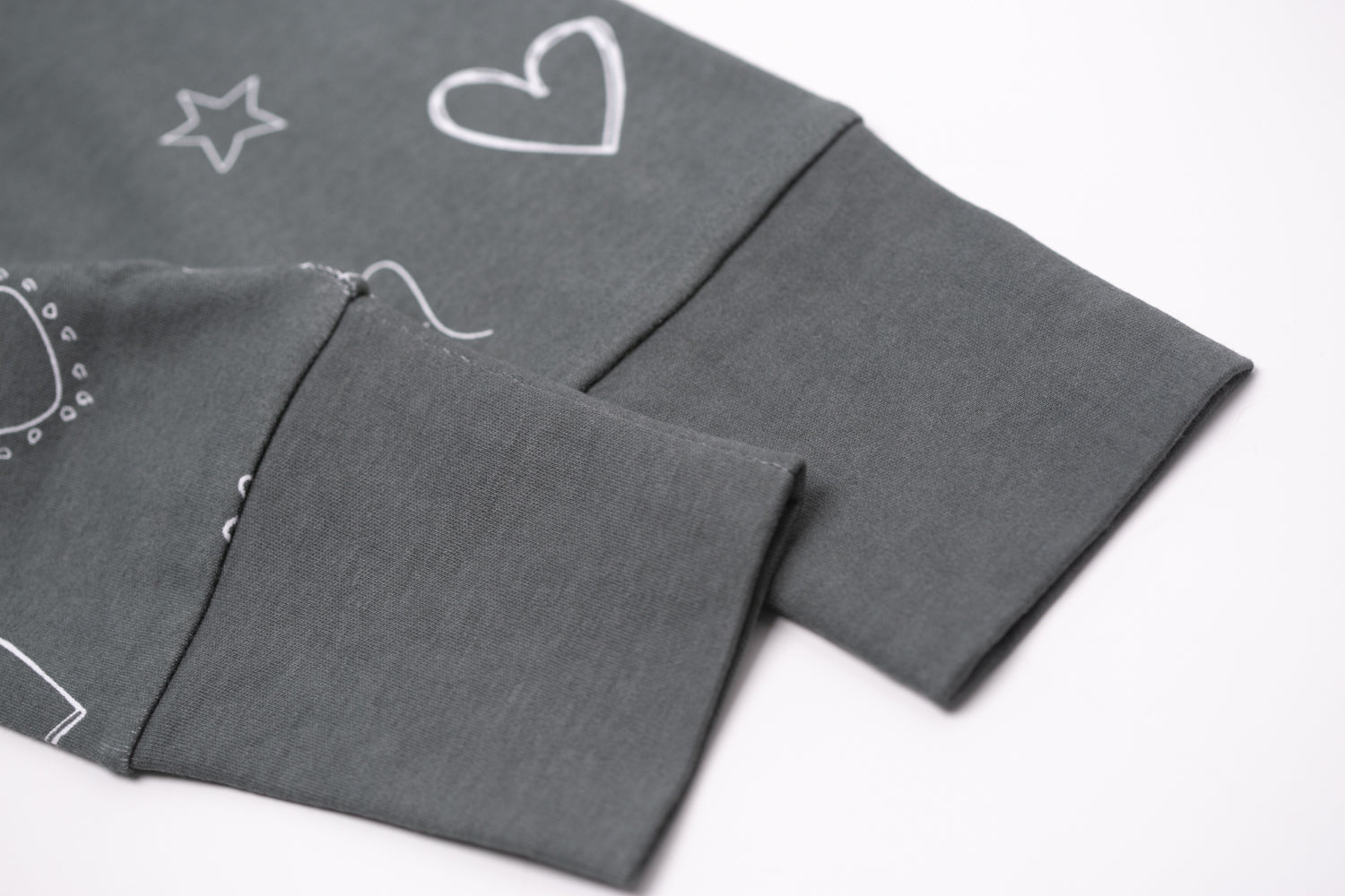 Grey doodling organic cotton ZippyBoo suit