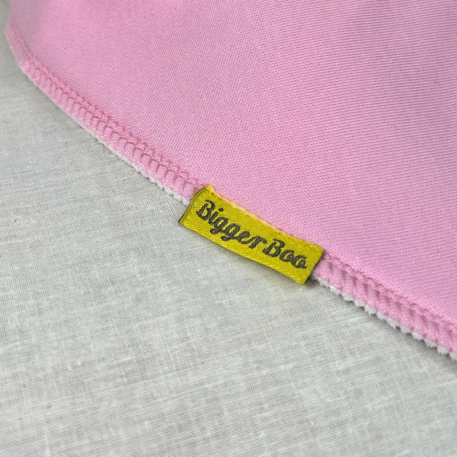 Plain pink organic cotton BiggerBoo bandana bib (age 3+)
