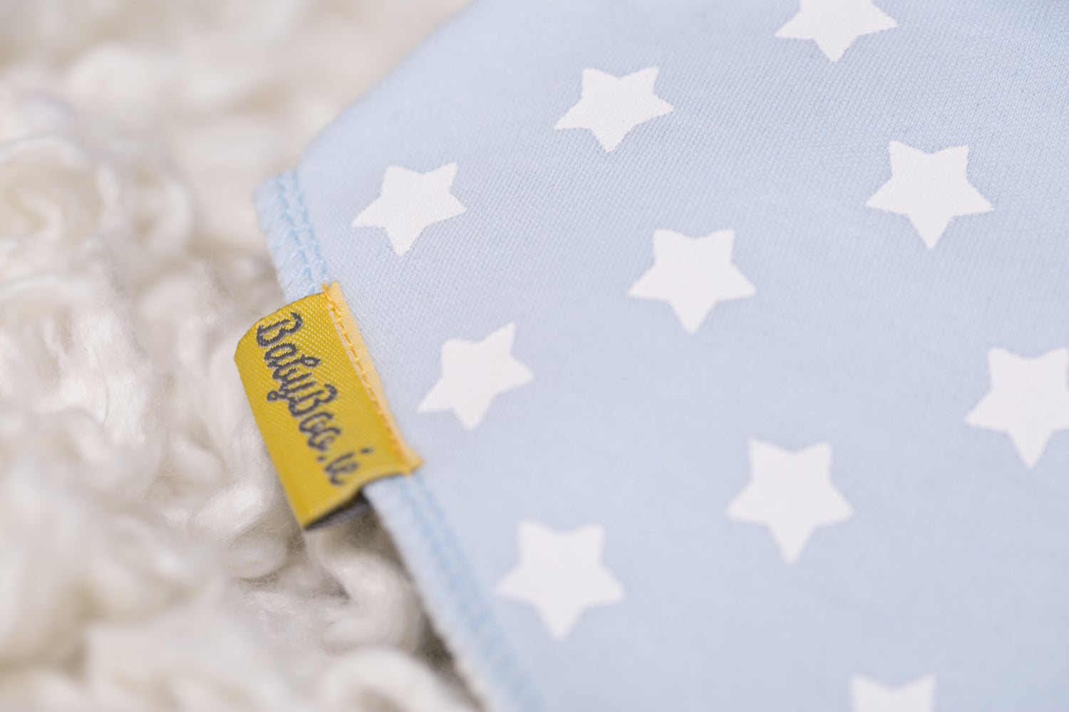 Baby blue with white stars organic cotton LittleBoo baby bib