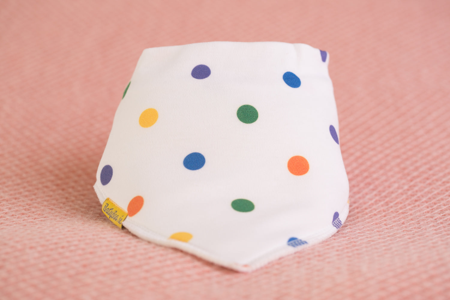 Bright polka organic cotton DribbleBoo bandana bib