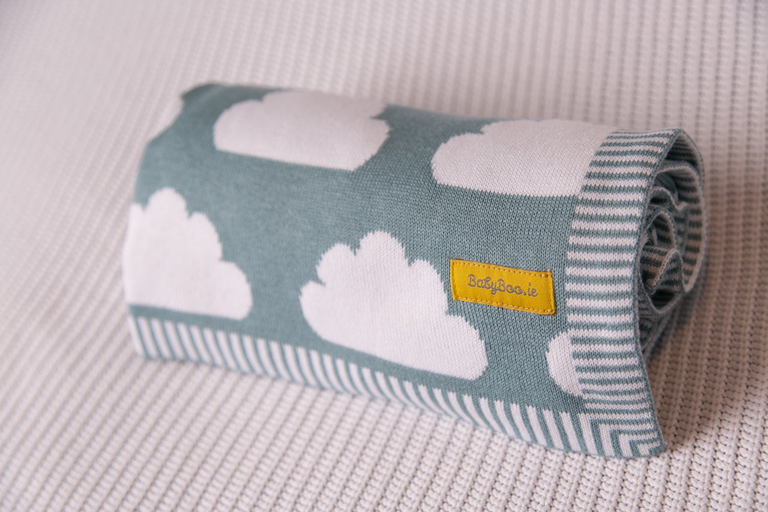 Organic cotton teal clouds BlankieBoo